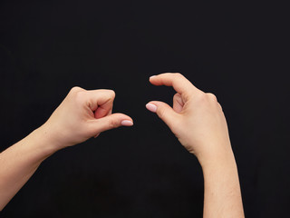 Classes in mental arithmetic,woman hands during mental score on black backgroung