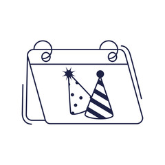 happy birthday, party hat calendar decoration celebration line style icon