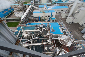 General day view of a chemical plant. In the production of chemicals. Mineral fertilizers, ammonia,...