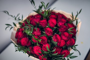 Luxury bouquet made of red roses.