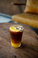 glass of iced coffee with orange juice