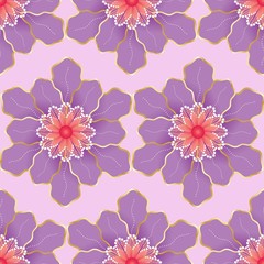 Obraz premium The seamless pattern design was inspired by colourful flowers. Vector illustration.