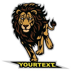 Lion Running Logo Vector Design Mascot