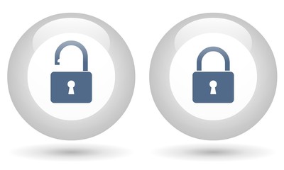 Button with padlock icon on white background