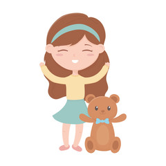 kids zone, cute little girl teddy bear toys