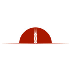Wheat field at sunrise icon isolated on white background