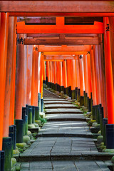 京都 伏見稲荷大社　美しい朱色の鳥居　（日本京都府京都市） Kyoto Fushimi Inari Taisha Shrine famous for beautiful vermilion torii gates (Kyoto City, Kyoto Prefecture, Japan) 