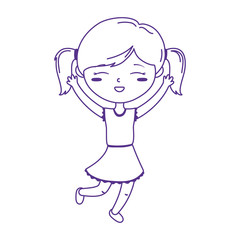 cute little girl hands up celebrating kids zone icon line style