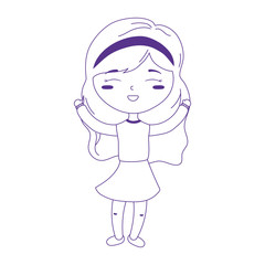 cute little girl hands up celebrating kids zone icon line style
