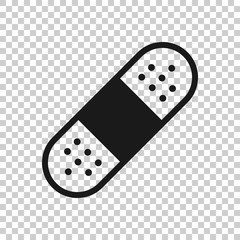 Bandage icon in flat style. Plaster vector illustration on white isolated background. First aid kit business concept.
