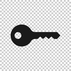 Key icon in flat style. Password vector illustration on white isolated background. Access business concept.