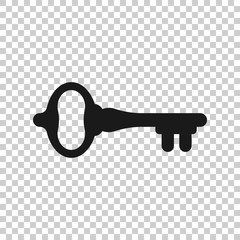Key icon in flat style. Password vector illustration on white isolated background. Access business concept.