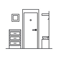 Interior with furniture in outline style