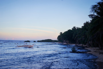 Seascape with philippines traditional fishing boat.