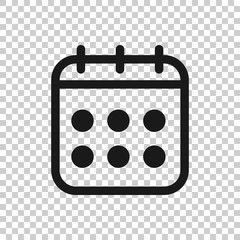 Calendar icon in flat style. Agenda vector illustration on white isolated background. Schedule planner business concept.