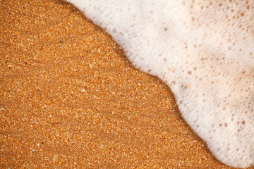 foam on sandy tropical ocean beach