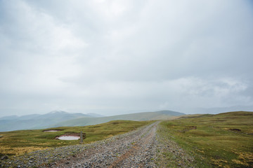 Road in Caucasus Mountains. Karachay-Cherkessia republic, Russia