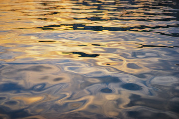 Water surface in sunset time.