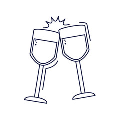 happy birthday, toast champagne cups celebration party line style icon