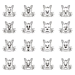 Cat face icons in various models. Contains Icons like Blinking Face, Tongue,Persistent face and more. Vector illustration