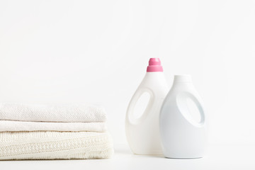 Liquid laundry washing detergent and softener advertisement