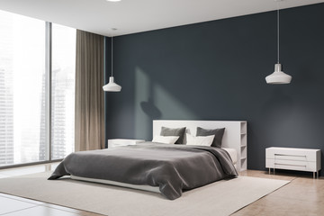 Dark grey master bedroom corner