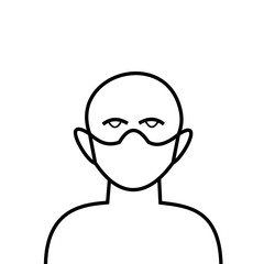 Obraz na płótnie Canvas Man is wearing protective mask on his face icon vector in trendy flat style isolated on white background , Protecting the health from the harmful effects of dust fumes with germs with Covid-19 