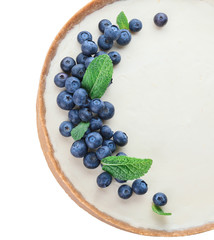 Tasty cheesecake on white background