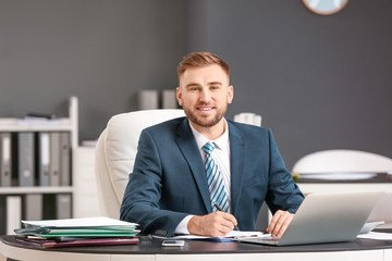 Male accountant working in office