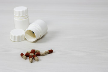 Medical jar with medicines.