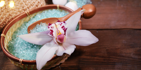Spa set with orchid, relax concept