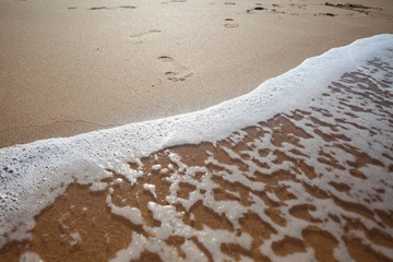 foam on sandy tropical ocean beach
