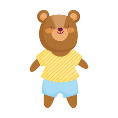 cute teddy bear with clothes animal cartoon character