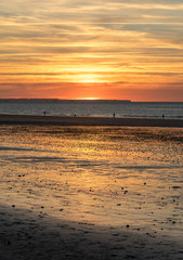 Beauty sunset view from beach in Saint Malo,  Brittany, France