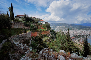 Fototapeta na wymiar Beautiful view of old village in mountains, Alanya, Turkey.