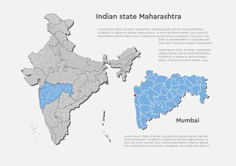 India country map and Maharashtra state template