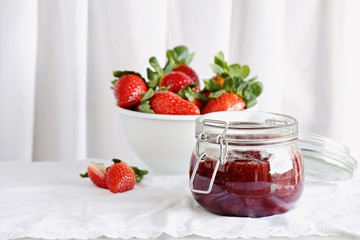 Strawberry marmelade. Preparing strawberry jam or marmelade.
