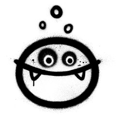 graffiti funny monster sprayed in black over white © johnjohnson