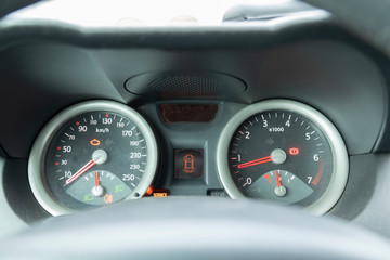 Heavy traffic at fog weather