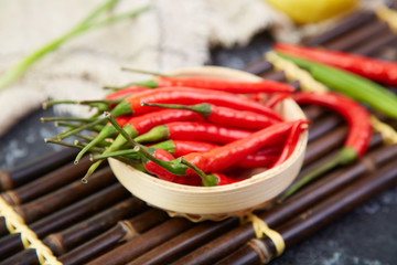 A pile of fresh red peppers