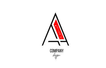 A letter logo alphabet with vintage floral design icon in black white red for company and business