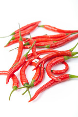 A pile of fresh red peppers