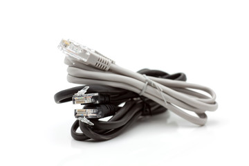 Gray and black internet cable