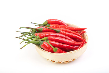 A pile of fresh red peppers