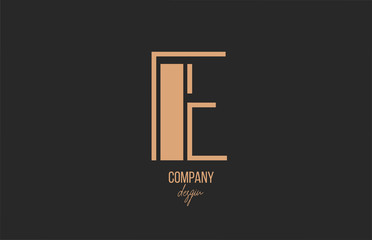 E letter logo alphabet icon with floral vintage design in brown black for company and business