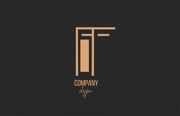 F letter logo alphabet icon with floral vintage design in brown black for company and business