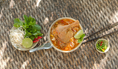 Mi Quang Vit - Duck Noodles of Vietnamese. This is a fusion dish between Mi Quang ( Central style noodles) and duck meat. It is very popular in Phan Thiet, Binh Thuan.