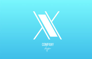 blue white X alphabet letter logo icon with line design for business and company