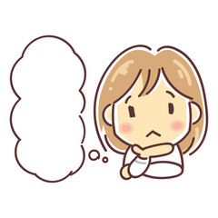疑問に思う様子の女性（吹き出しイラスト・文字なし）