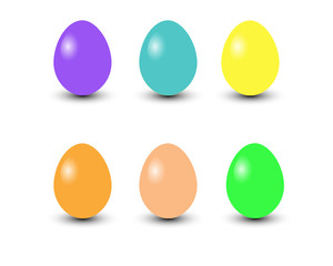 Set of colored Easter eggs on a white background